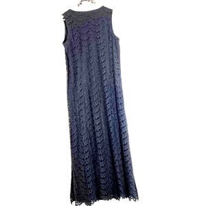 Isaac Mizrahi Noir Black Lace Crochet Maxi dress Dark Fairy Whimsigoth Size S